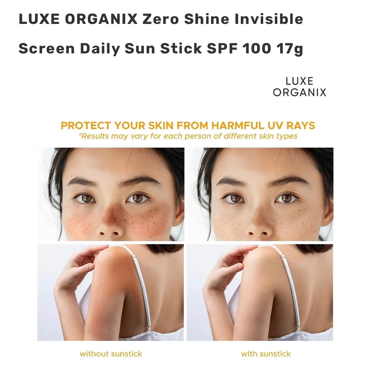 LUXE ORGANIX Zero Shine Invisible Screen Daily Sun Stick SPF100+ PA++++ 17g