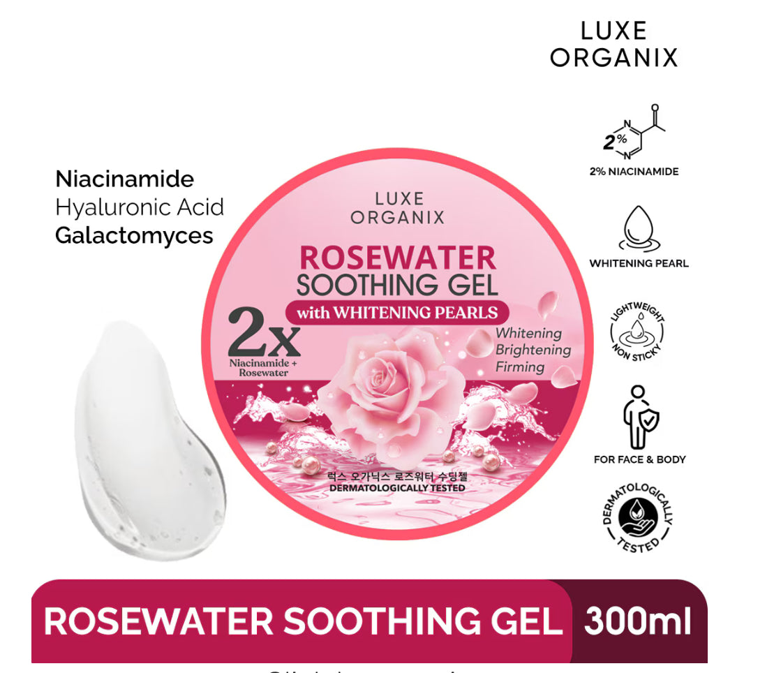 Luxe Organix Rosewater Soothing Gel with Whitening Pearls 300ml