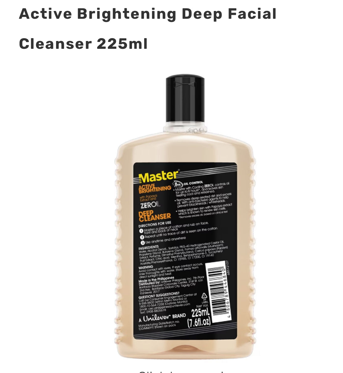 MASTER Active Brightening Deep Facial Cleanser 225ml