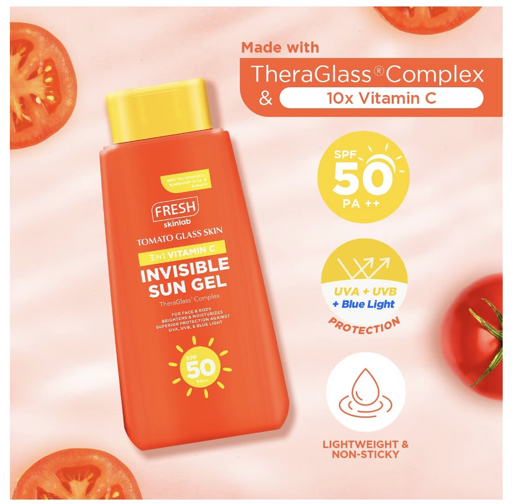 FRESH Skinlab Tomato Glass Skin 3 in 1 Vitamin C Invisible Sun Gel SPF 50 100ml