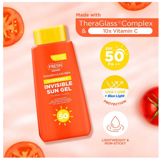 FRESH Skinlab Tomato Glass Skin 3 in 1 Vitamin C Invisible Sun Gel SPF 50 100ml