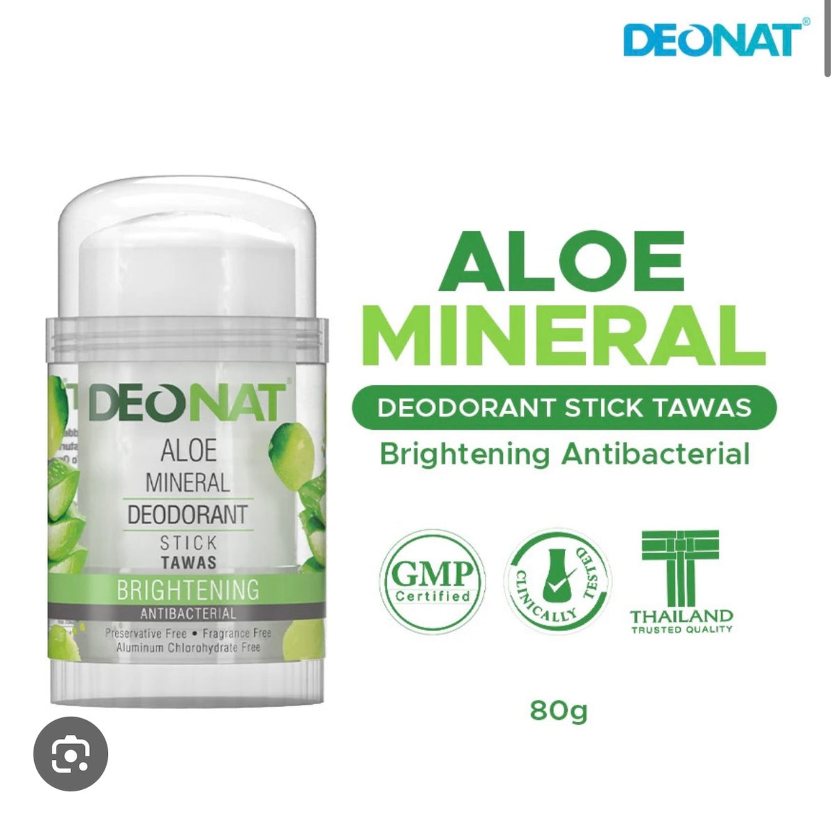 DEONAT Aloe Mineral Deodorant Stick Tawas 80g