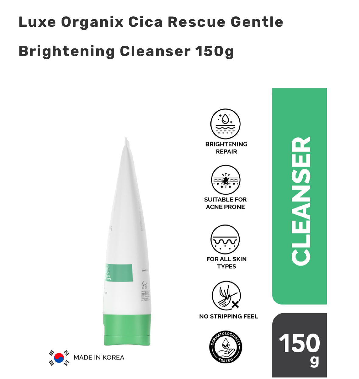 Luxe Organix Cica Rescue Gentle Brightening Cleanser 150g