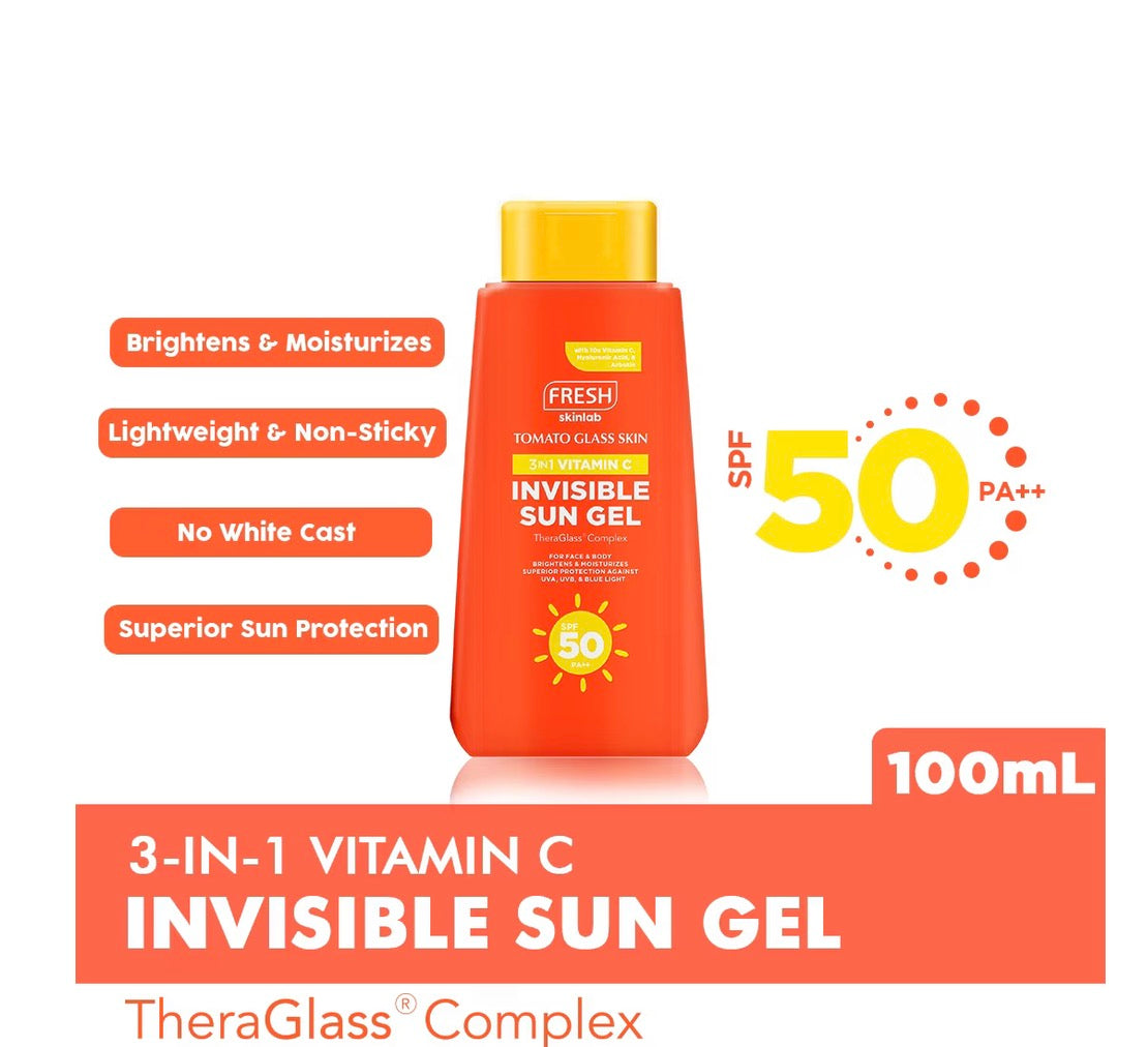 FRESH Skinlab Tomato Glass Skin 3 in 1 Vitamin C Invisible Sun Gel SPF 50 100ml