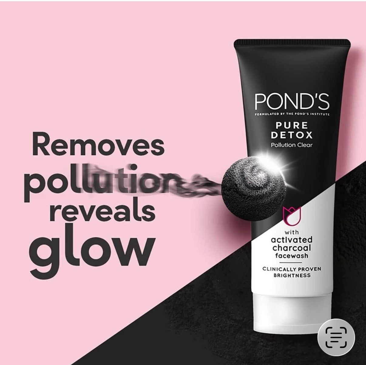 Ponds Bright Miracle PURE Detox Facewash with 10X Power of Charcoal 100g