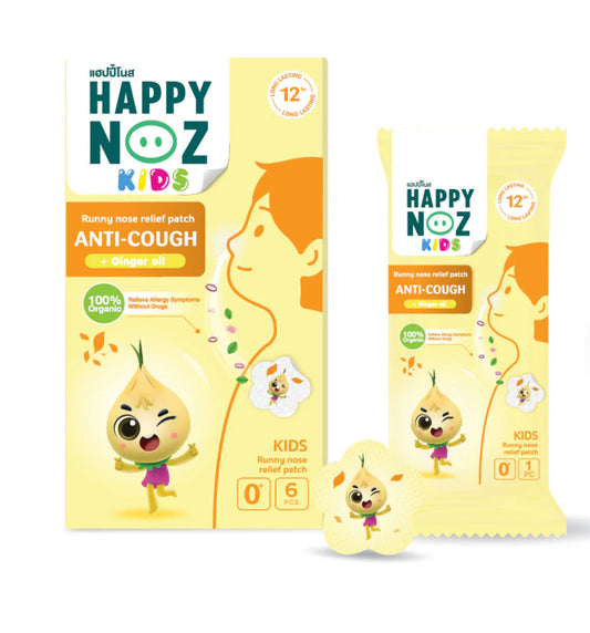 HAPPY NOZ ORGANIC ONION STICKER ANTI-COUGH WITH GINGER OIL - 6/box