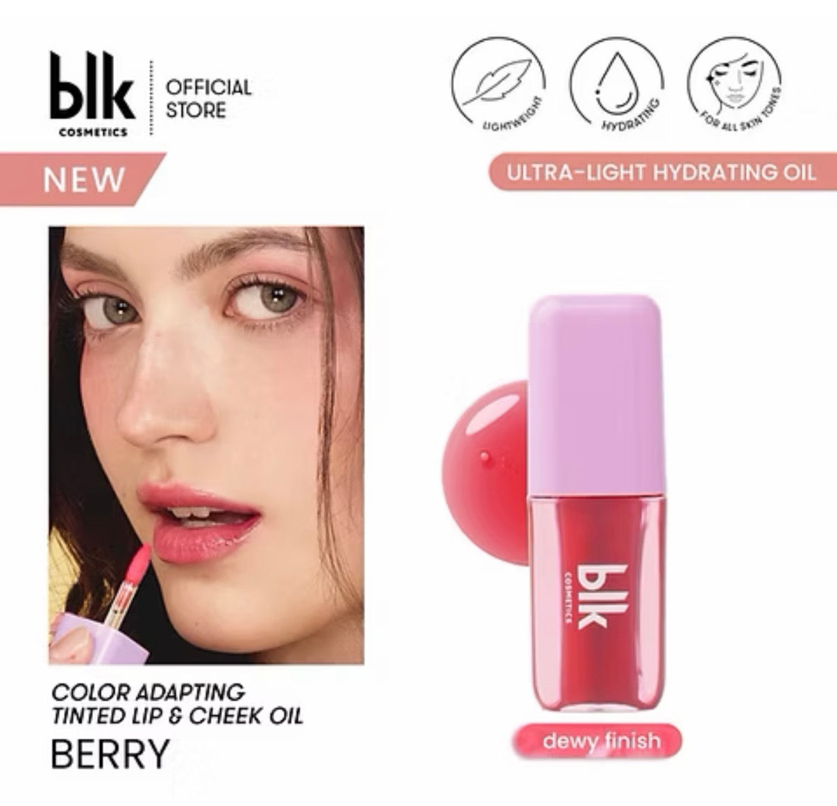 BLK COSMETICS FRESH COLOR LIP AND CHEEK OIL BERRY SHADE