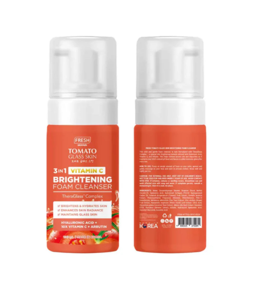 Fresh Skinlab Tomato Glass Skin 3 in 1 Vitamin C Brightening Foam Cleanser 100ml