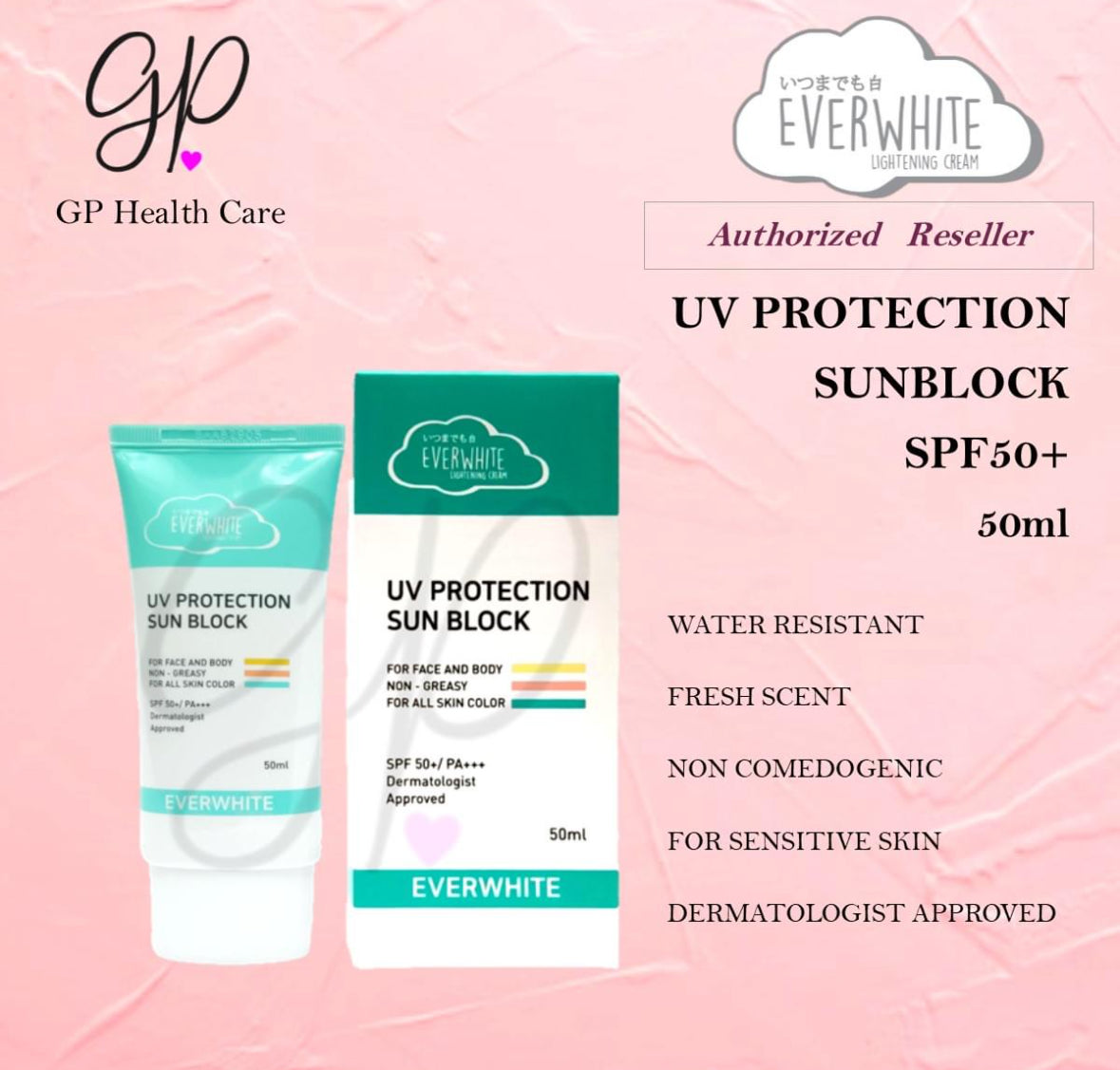 EVERWHITE UV PROTECTION SUN BLOCK Spf50+/PA+++ 50g