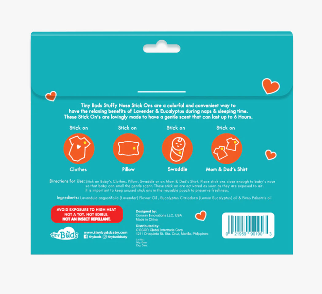 Tiny Buds Stuffy Nose Stick Ons - 12 Stick Ons