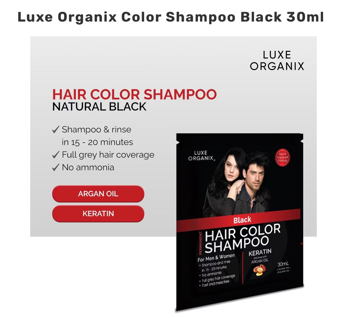 Luxe Organix Color Shampoo Black 40ml (Bigger Version)