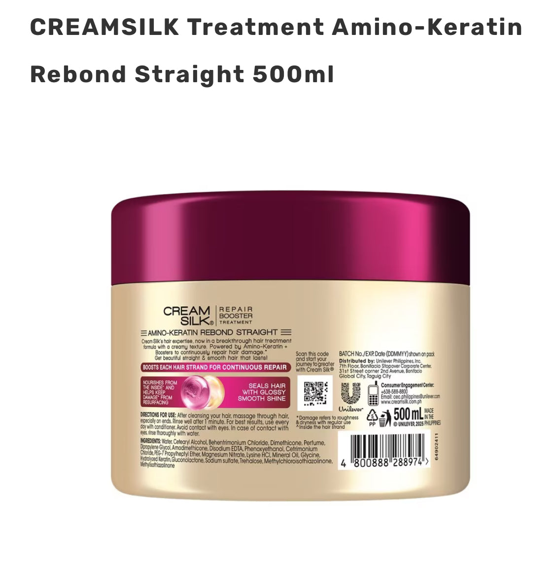 CREAMSILK Treatment Amino-Keratin Rebond Straight 500ml