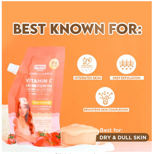 Fresh Skinlab Tomato Vitamin C Brightening Cream Salt Scrub 300g