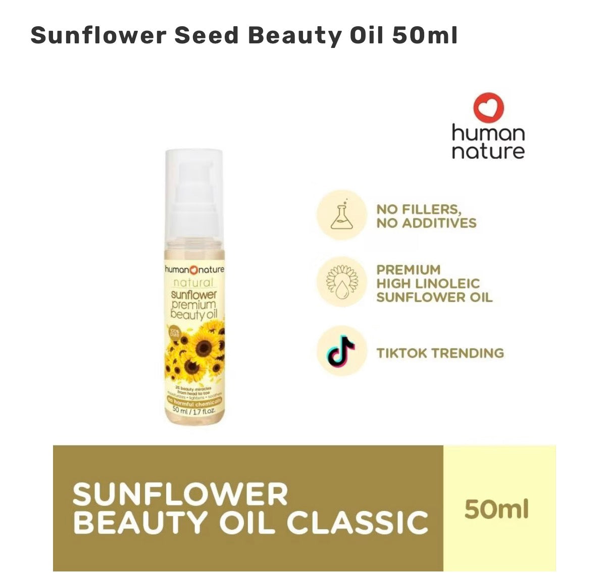 HUMAN NATURE Sunflower Seed Beauty Oil 50ml