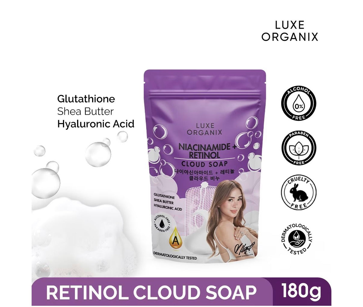 LUXE ORGANIX NIACINAMIDE + RETINOL CLOUD SOAP 180G