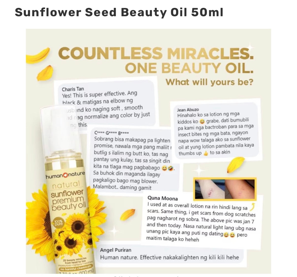 HUMAN NATURE Sunflower Seed Beauty Oil 50ml