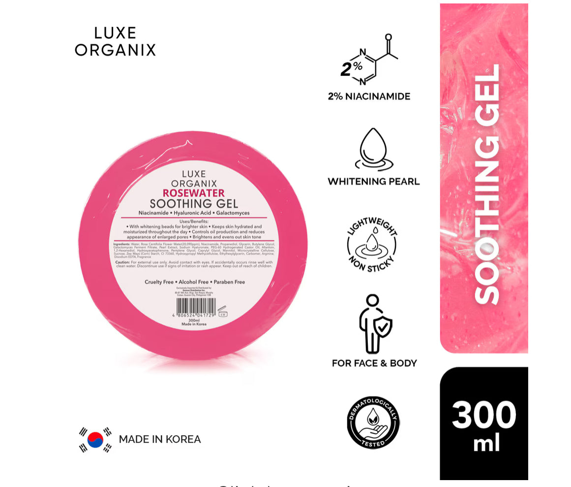 Luxe Organix Rosewater Soothing Gel with Whitening Pearls 300ml