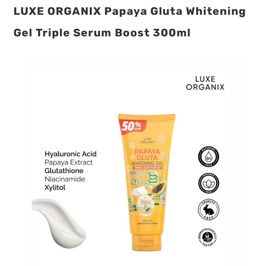 LUXE ORGANIX Papaya Gluta Whitening Gel Triple Serum Boost 300ml