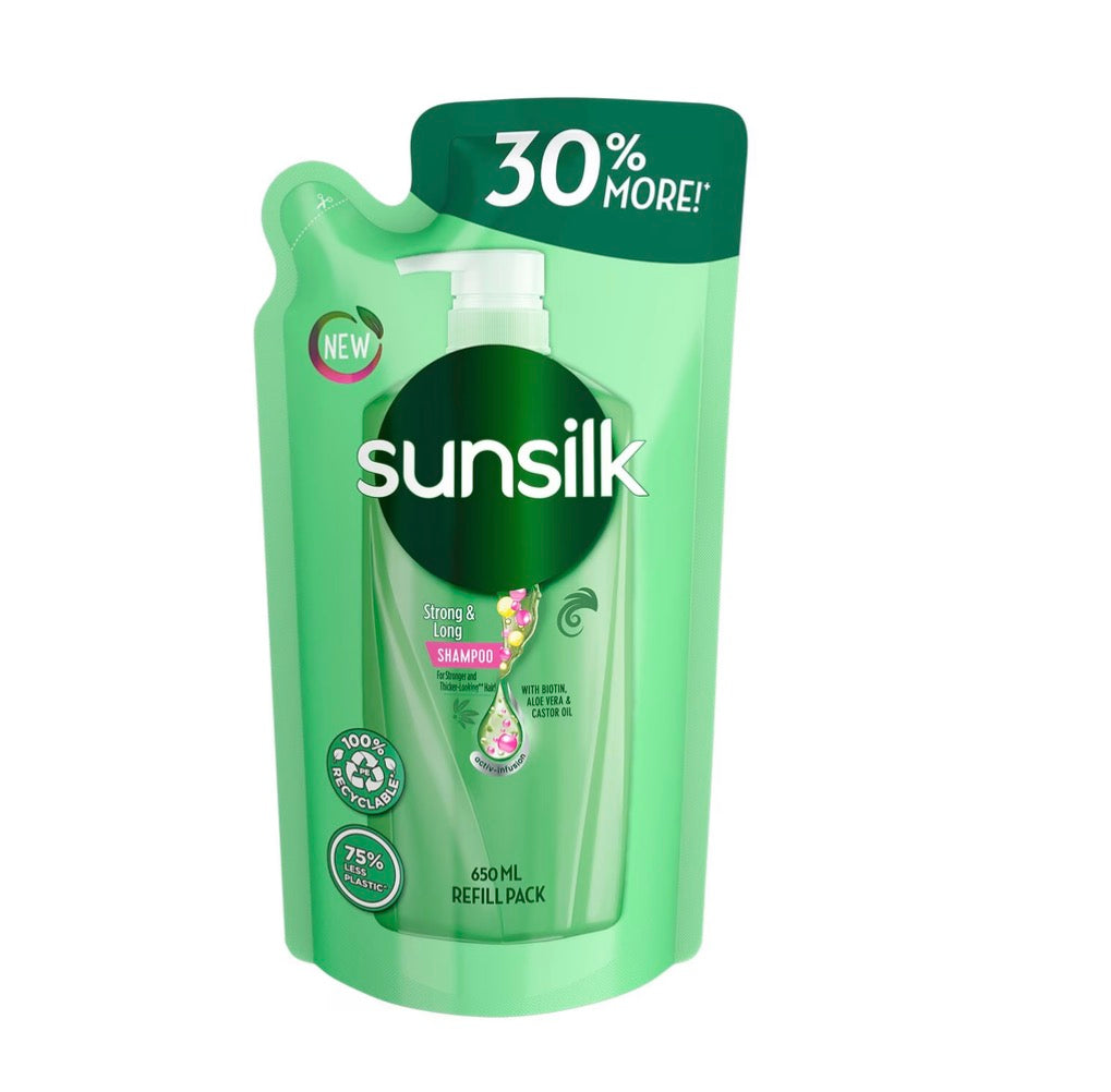 SUNSILK Shampoo Green Strong & Long 650mL - Refill Pack