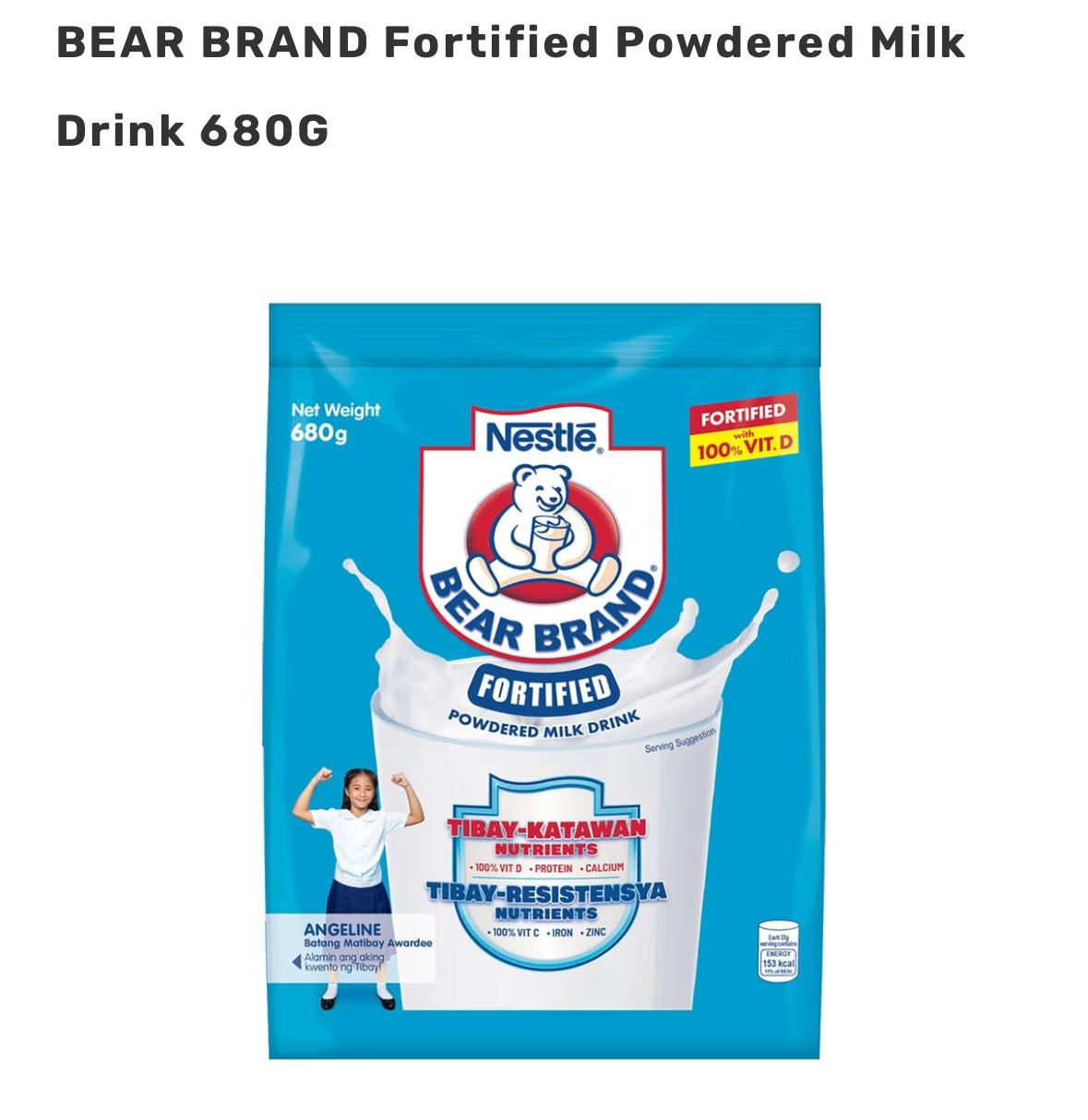 BEAR BRAND Fortified Powdered Milk Drink 680G