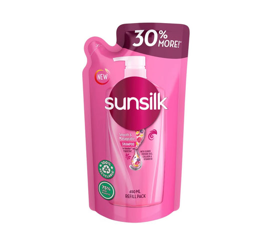 SUNSILK Shampoo Pink Smooth & Manageable 650mL - Refill Pack