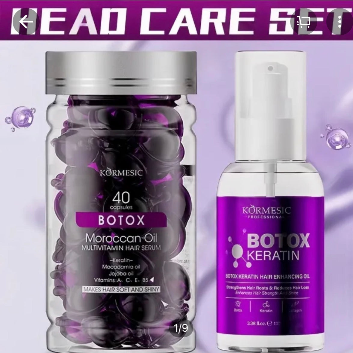 KORMESIC 40Pcs BOTOX Moroccan Essential Oil + Brazilian Keratin Hair Essence Oil Head Care Set Haircare Haircare