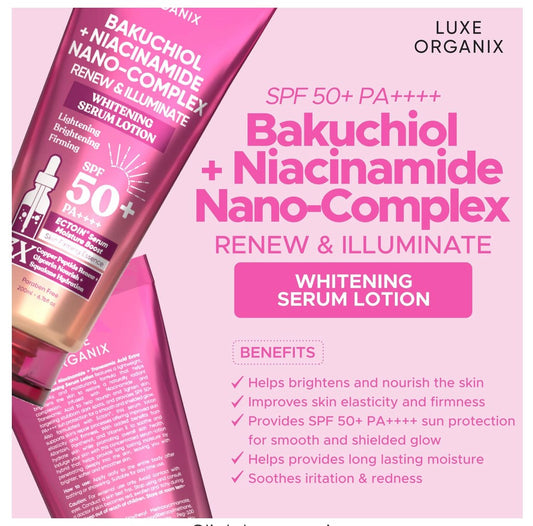 Luxe Organix Bakuchiol + Niacinamide Nano-Complex Serum Lotion SPF 50 200ml
