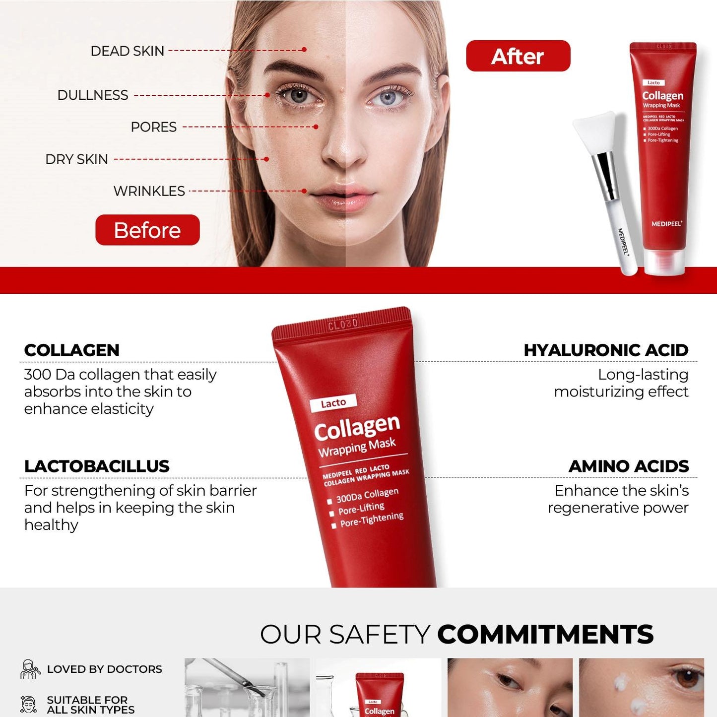 MEDIPEEL+ - Red Lacto Collagen Wrapping Mask - 70ml