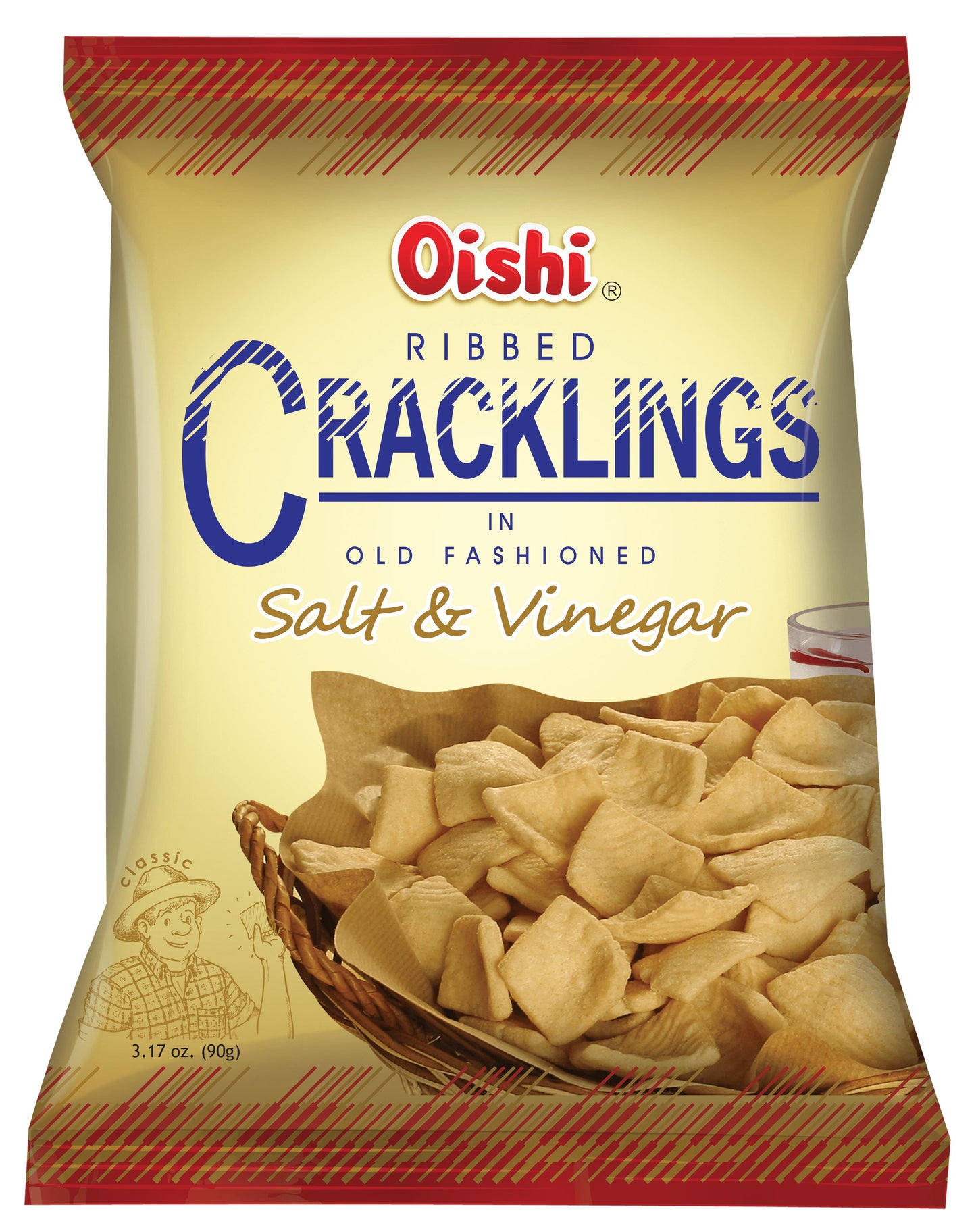 Oishi Ribbed Cracklings In Old Fashioned Salt & Vinegar Classic 90g