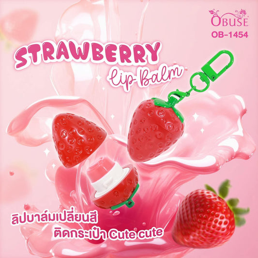 OBUSE Strawberry Magic Lip Balm – Color-Adjusting Moisturizing Lip Care with Cocoa Butter & Jojoba Oil – Soft Tint & Smooth Hydration