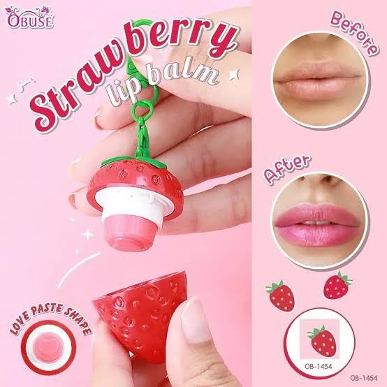 OBUSE Strawberry Magic Lip Balm – Color-Adjusting Moisturizing Lip Care with Cocoa Butter & Jojoba Oil – Soft Tint & Smooth Hydration