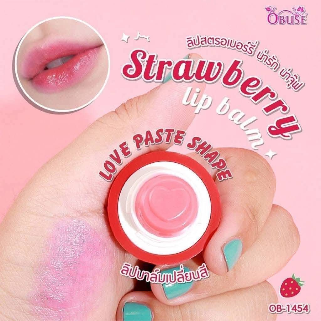 OBUSE Strawberry Magic Lip Balm – Color-Adjusting Moisturizing Lip Care with Cocoa Butter & Jojoba Oil – Soft Tint & Smooth Hydration