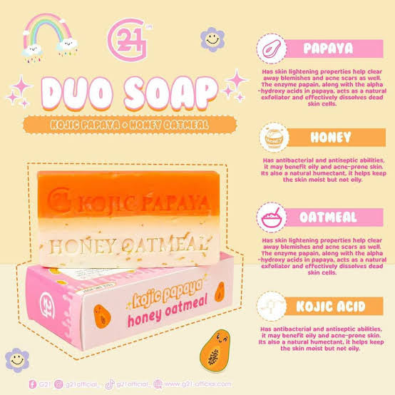 G21 Kojic Papaya Honey Oatmeal Soap Duo Soap - 150G