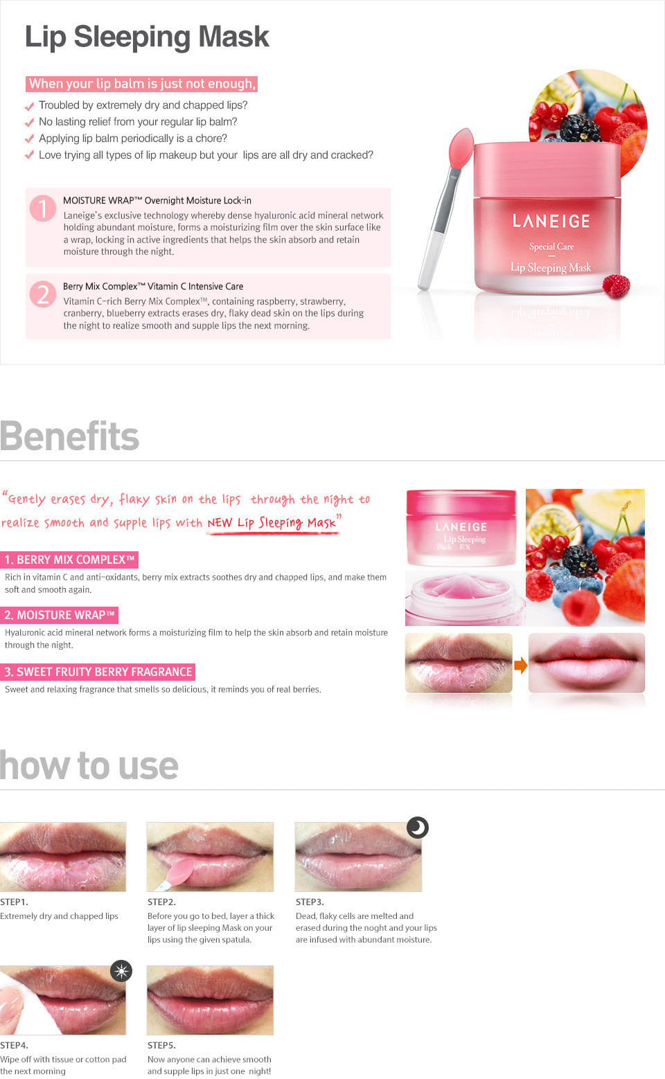 LANEIGE LIP SLEEPING MASK EX (BERRY) 20g