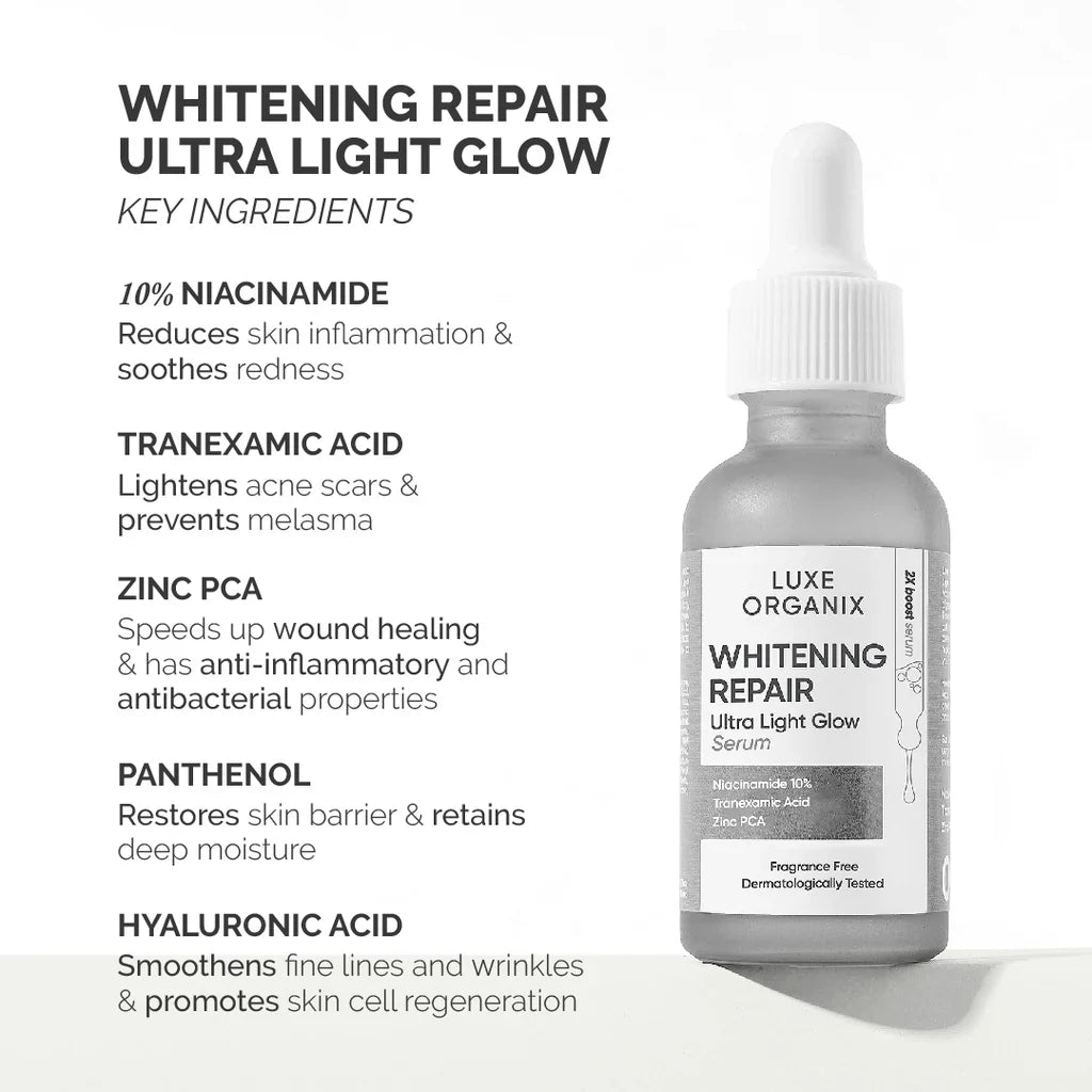 Luxe Organix Whitening Repair Ultra Light Glow Niacinamide Serum 30ml