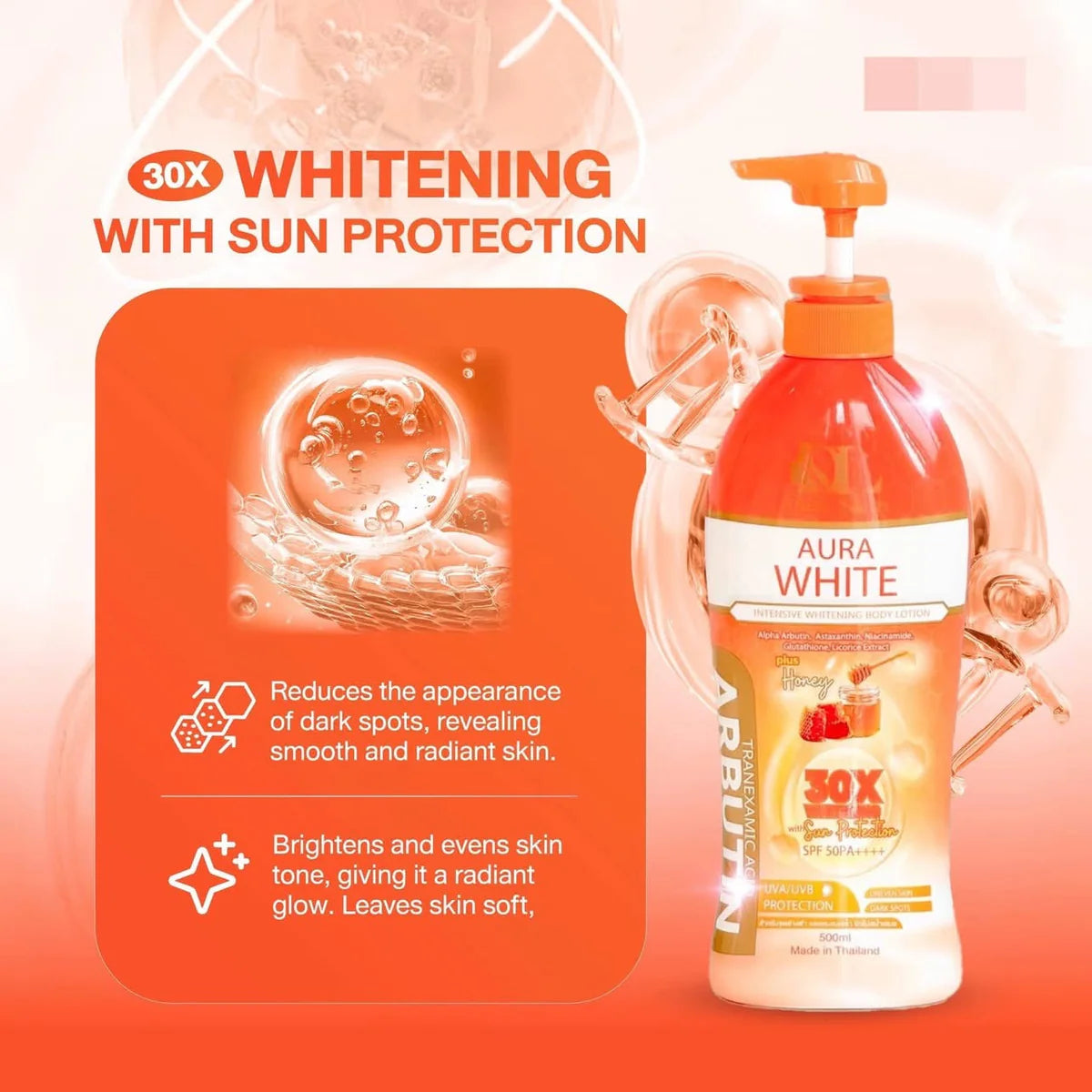 Deli Skin Aura White Intensive Whitening Body Lotion SPF50 PA++++ 500ml