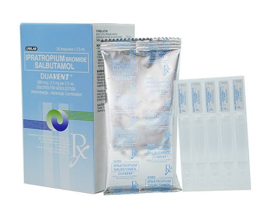 DUAVENT IPRATROPIUM BROMIDE SALBUTAMOL 20 Ampoules x 2.5ml