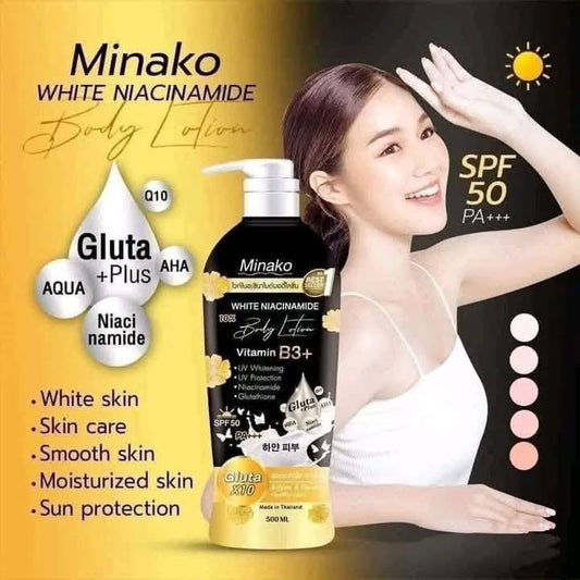 MINAKO NIACINAMIDE GLUTATHIONE PLUS BODY LOTION  VITAMIN B3+ 500ML