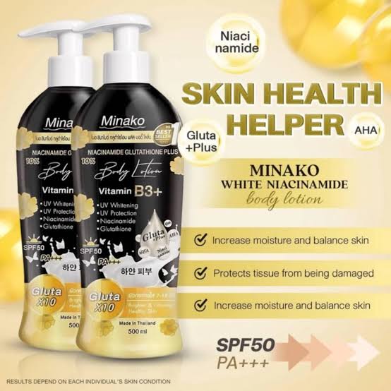 MINAKO NIACINAMIDE GLUTATHIONE PLUS BODY LOTION  VITAMIN B3+ 500ML