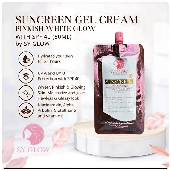 SY Glow Instant Glass Skin Sunscreen Gel Cream SPF40 - 50g