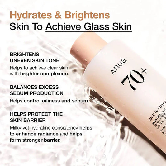 Anua 70+ Rice 70 + Ceramide Glow Milky Toner 250ml