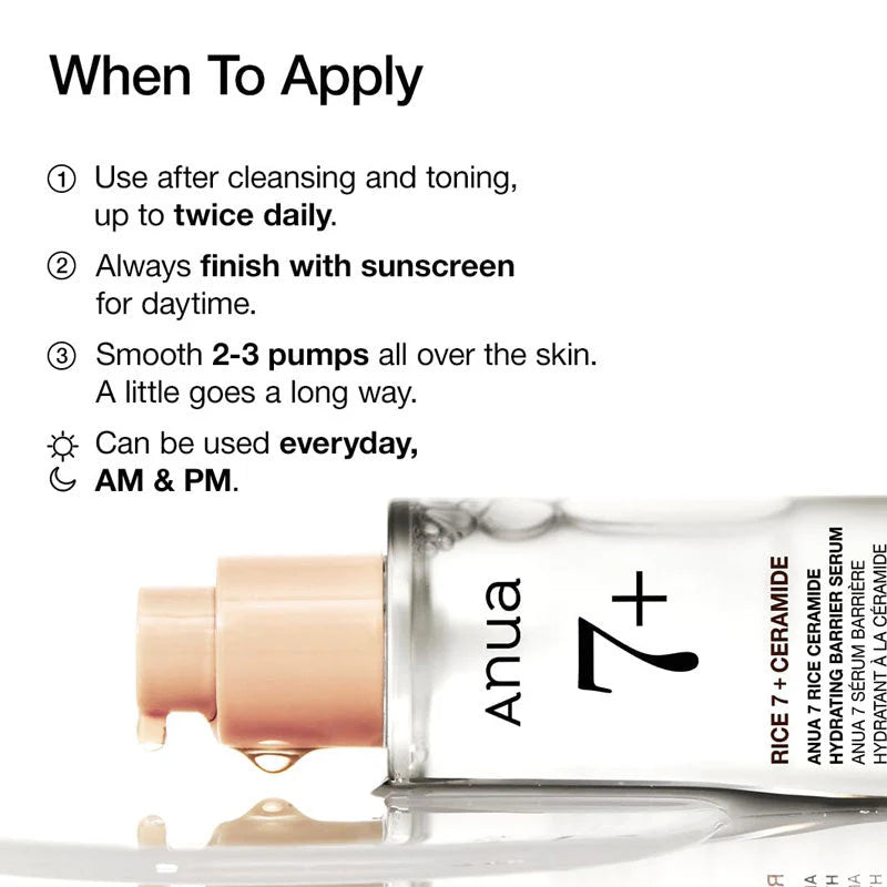 Anua 7+ Rice 7 + Ceramide Hydrating Barrier Serum 50ml