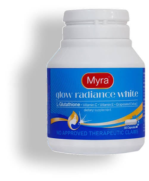 Myra Glow Radiance White L - Glutathione (Vit C, Vit E, Grapeseed Extract) - 30 Capsules
