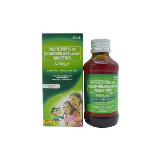 NEOZEP KIDS 60ML
NASAL DECONGESTANT +
ANTIHISTAMINE
ANALGESIC-ANTIPYRETIC FOR AGES 2
YRS OLD & UP