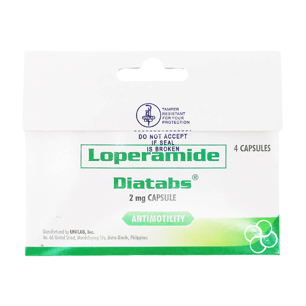 DIATABS Loperamide Capsule 2mg
4-pcs Pack TRAVEL PACK