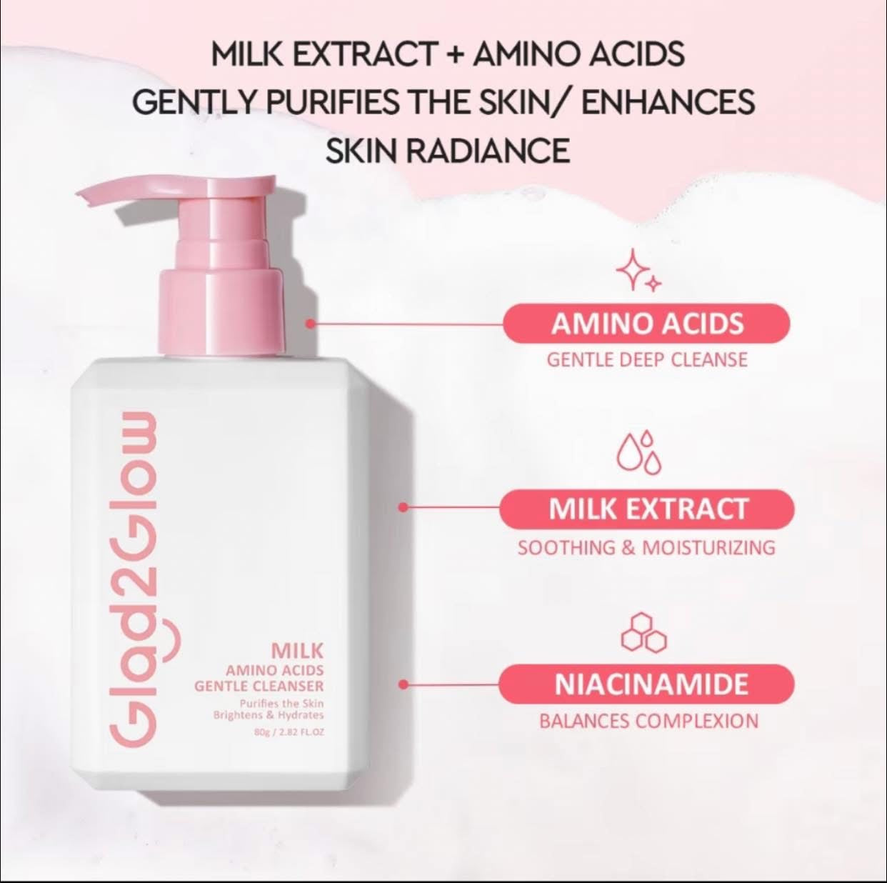 GLAD2GLOW Milk Amino Acids Brightening Cleanser 80g