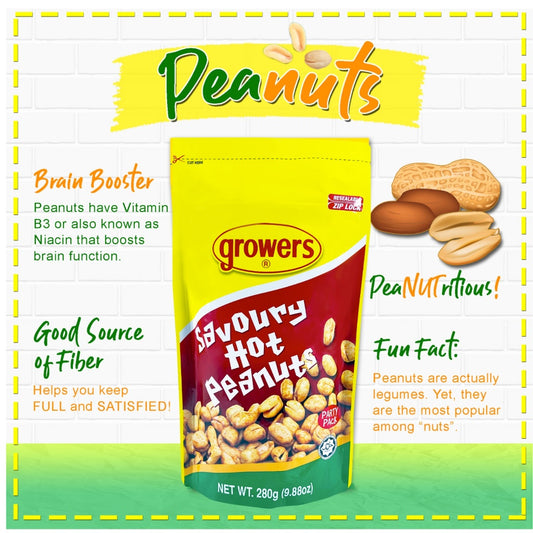 GROWERS SAVOURY HOT PEANUTS 280G (X-LARGE)