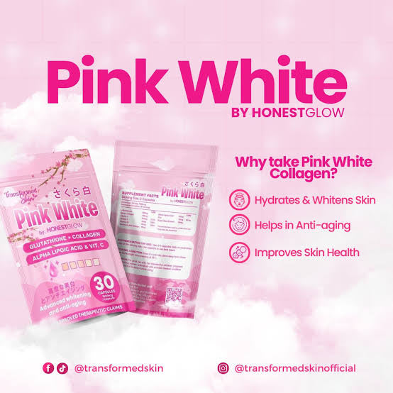 HONEST GLOW PINK WHITE GLUTATHIONE+COLLAGEN 30 CAPSULES