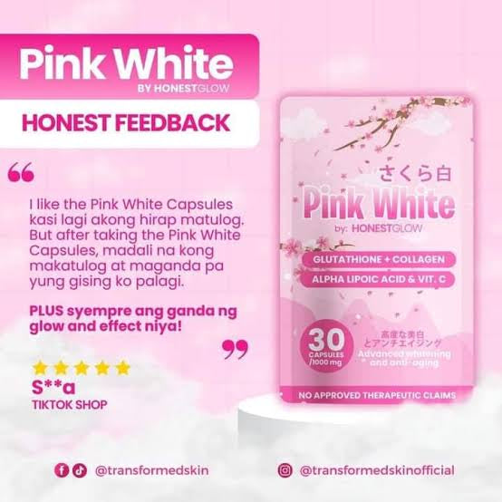 HONEST GLOW PINK WHITE GLUTATHIONE+COLLAGEN 30 CAPSULES