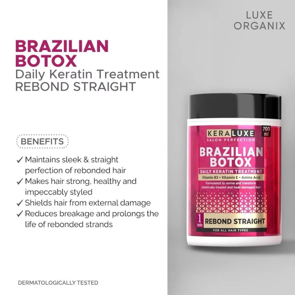 Luxe Organix KERA LUXE Salon Perfection Brazillian Botox Daily Keratin Treatment Rebond Straight 700ml